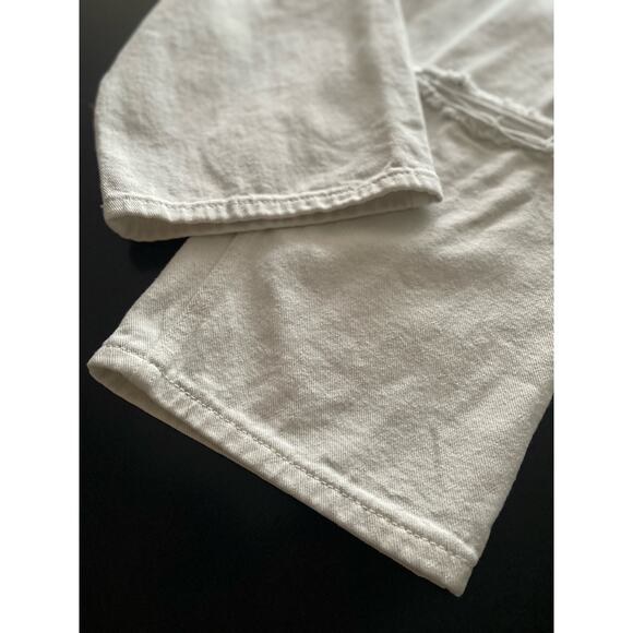 FUZZYKON White Distressed Wide Leg Denim Jeans sz M (24w) - Picture 5 of 12